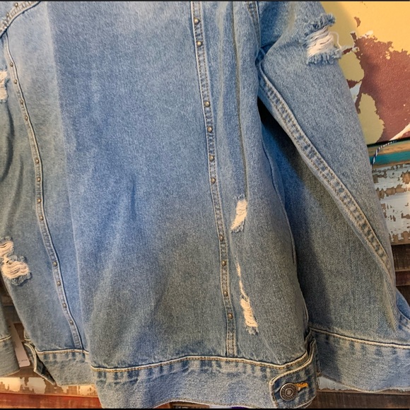 NWT FREE PEOPLE Cotton Studded Denim Jacket XS - Picture 9 of 14